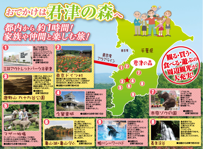 おすすめ観光スポットをご紹介 君津の森 癒しの温泉旅館 公式 大江戸温泉物語グループ